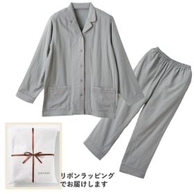 【Lサイズ／ミストグレー】ナイスデイ／竹レーヨンのしっとり2重ガーゼ パジャマ上下セット