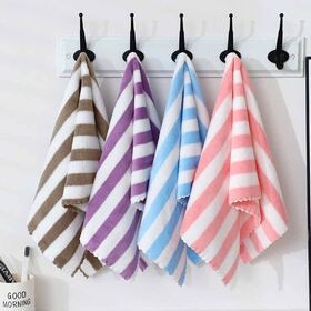 【ピンク】ボーダーフェイスタオル