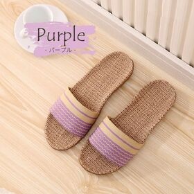 【パープル/Mサイズ（23.5-24cm）】超軽量リネンスリッパ