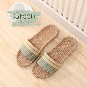 【グリーン/Lサイズ（24.5-25cm）】超軽量リネンスリッパ