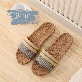 【ブルー/LSサイズ（25-25.5cm）】超軽量リネンスリッパ