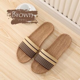 【ブラウン/LMサイズ（26-26.5cm）】超軽量リネンスリッパ