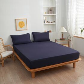 【セミダブル/ネイビー】ボックスシーツ