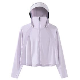 【ライトパープル】日焼け防止、日除けフード付き冷感パーカー