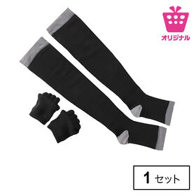 ＜シンプル百科＞【S-Mブラック】おうちでリラックス 着圧ソックス＆5本指バンドセット● | セパレートになっているので着圧のみ・指開きのみ・両方セット使いなど 状態に合わせて使い分け