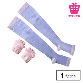 ＜シンプル百科＞【S-Mパープル】おうちでリラックス 着圧ソックス＆5本指バンドセット● | セパレートになっているので着圧のみ・指開きのみ・両方セット使いなど 状態に合わせて使い分け