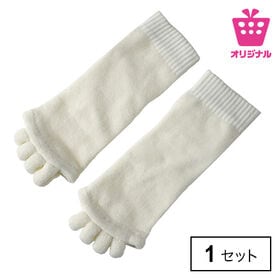 ＜シンプル百科＞【クリーム】足指広げてリラックス 5本指開きくつろぎソックス● | 足の指をぐぃーんと開いてリラックス♪靴下のように履くだけで疲れた足をリフレッシュ！