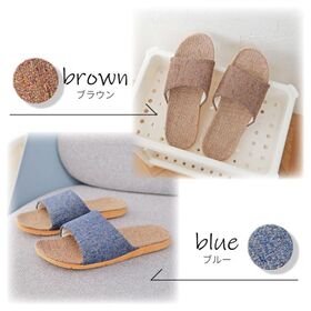 【ブルー/LMサイズ（26.0-26.5cm）】夏快適リネンスリッパ