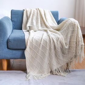 【アイボリー/127×180】ニットブランケット