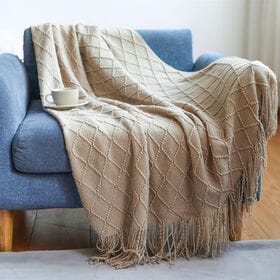 【カーキ/150×230】ニットブランケット