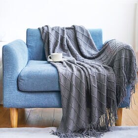 【グレー/127×180】ニットブランケット