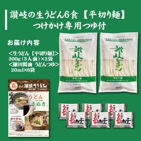 ＜シンプル百科＞【6食/平切麺】讃岐の生うどん6食（つけかけ兼用つゆ付き）平切麺