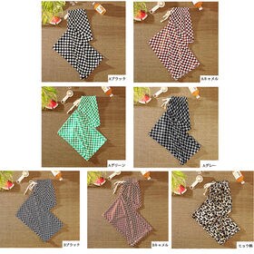 【タイプA/キャメル】ウエストゴム 柄ワイドパンツ