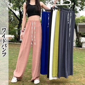 【ブラック】ウエストゴムリラックスワイドパンツ