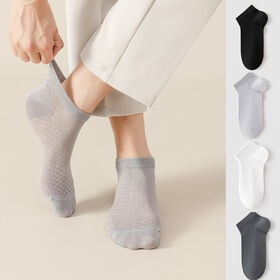 【グレー】メッシュ素材メンズソックス（スニーカー丈）