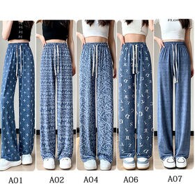 【A04】ウエストゴムストレートワイドパンツ