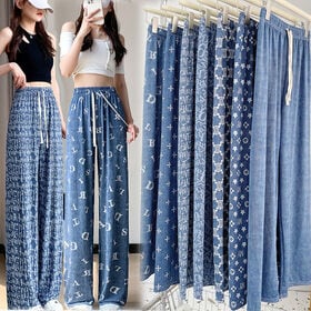 【A07】ウエストゴムストレートワイドパンツ