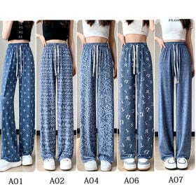 【A07】ウエストゴムストレートワイドパンツ