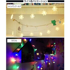フェアリーライト 雪結晶80球 シャンパン 電池式10m