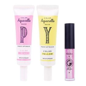 ジェムグリッターグロス（＃02）＋カラーベース（ピンク＋イエロー）