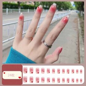 【24枚入】ネイルチップ チークネイル風×ハート