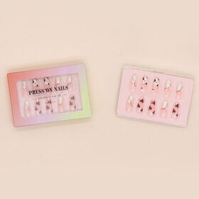 【30枚入】ネイルチップ ハートデザイン レッド×ホワイト