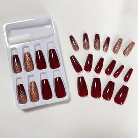 【24枚入】ネイルチップ   バーガンディ