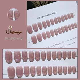 【24枚入】ネイルチップ  ピンク×ラメ
