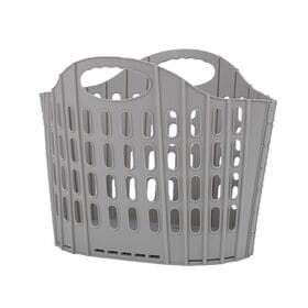 【グレー】折りたたみランドリーバスケット