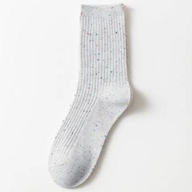 【グレー】靴下 ミックスカラー レディース（クルー丈）