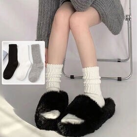 【グレー】 シンプルハイソックス