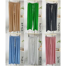 【ブラック】 ストライプワイドパンツ