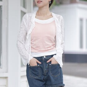 【ホワイト】透かし編みサマーカーディガン