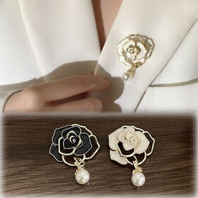 【ホワイト】ローズモチーフブローチ