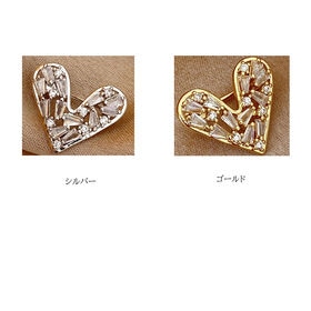 【ゴールド】キラキラビジュー ハートミニブローチ