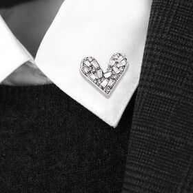 【シルバー】キラキラビジュー ハートミニブローチ