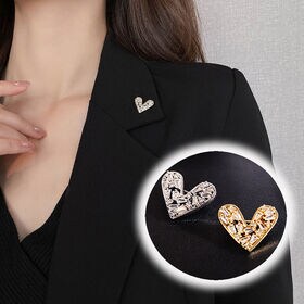 【シルバー】キラキラビジュー ハートミニブローチ