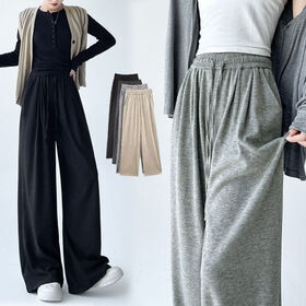 【ライトグレー】ゆったりワイドスウェットパンツ