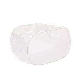 【ホワイト・横型】折りたたみメッシュランドリーバスケット