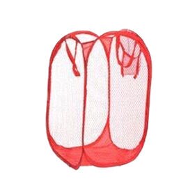 【レッド/30*40】折りたたみメッシュランドリーバスケット