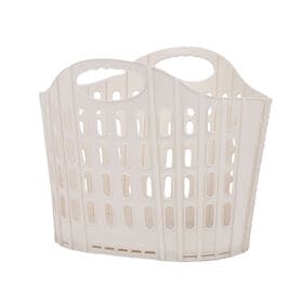 【アイボリー】折りたたみランドリーバスケット