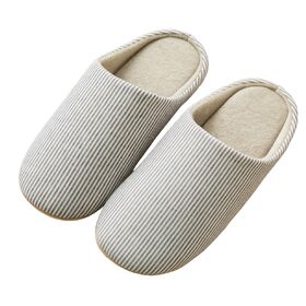 【ブラウン/Lサイズ（25-26cm）】北欧風ストライプルームシューズ