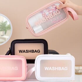 【ホワイト/Sサイズ】たっぷり収納メイクポーチ スクエア