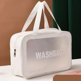 【ホワイト/Lサイズ】たっぷり収納メイクポーチ スクエア