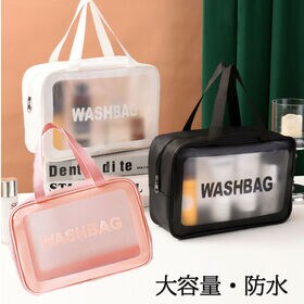 【ホワイト/Lサイズ】たっぷり収納メイクポーチ スクエア