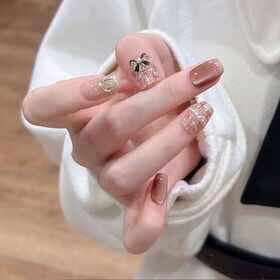 【30枚入】ネイルチップ ツイード風ネイル