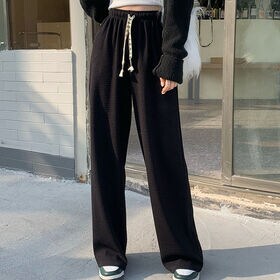 【ブラック】ぽこぽこリラックスワイドパンツ | 楽チンなウエストゴム ゆったりとしたシルエットで体型カバーにもおすすめ