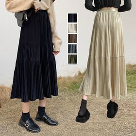 【ブラック】プリーツロングスカート