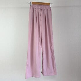 【ピンク】ウエストゴム ストレートサマーパンツ