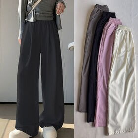 【ベージュ】ウエストゴム ストレートサマーパンツ